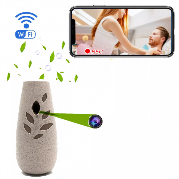Camera ngụy trang bình hoa kết nối wifi quan sát từ xa bí mật